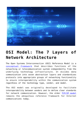 OSI Model: the 7 Layers of Network Architecture