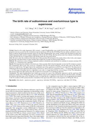 The Birth Rate of Subluminous and Overluminous Type Ia Supernovae