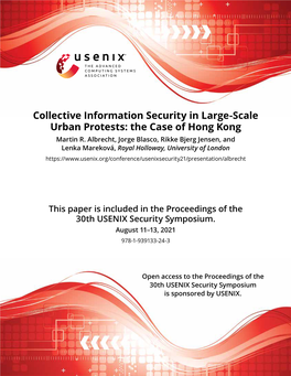 Collective Information Security in Large-Scale Urban Protests: the Case of Hong Kong Martin R