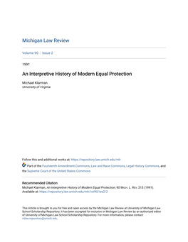 An Interpretive History of Modern Equal Protection