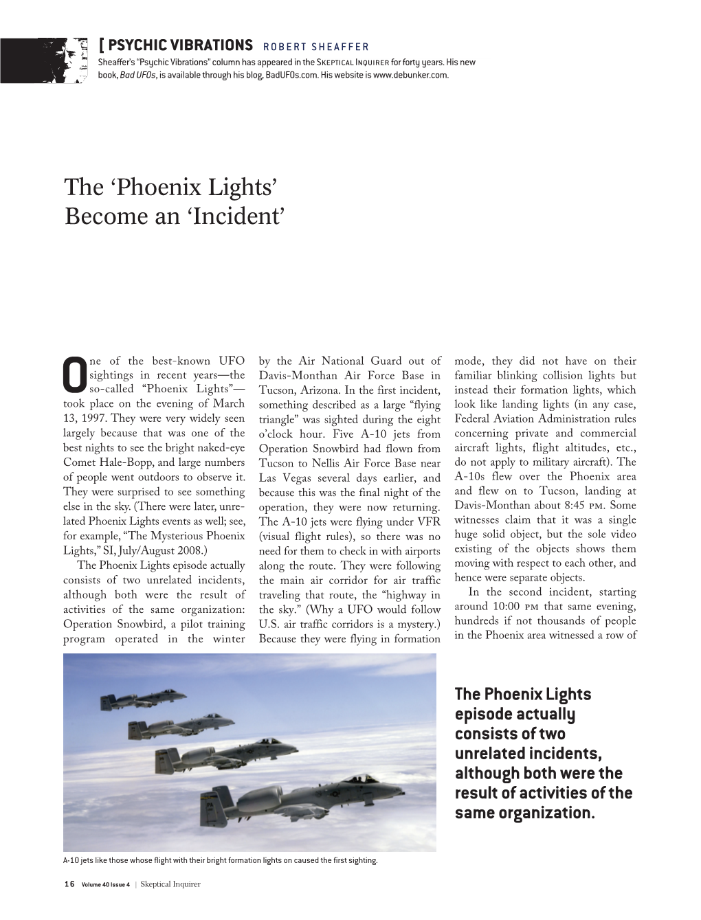 Phoenix Lights’ Become an ‘Incident’