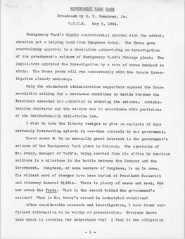 Montgomery Ward Case, WTCN Radio Broadcast, May 5, 1944