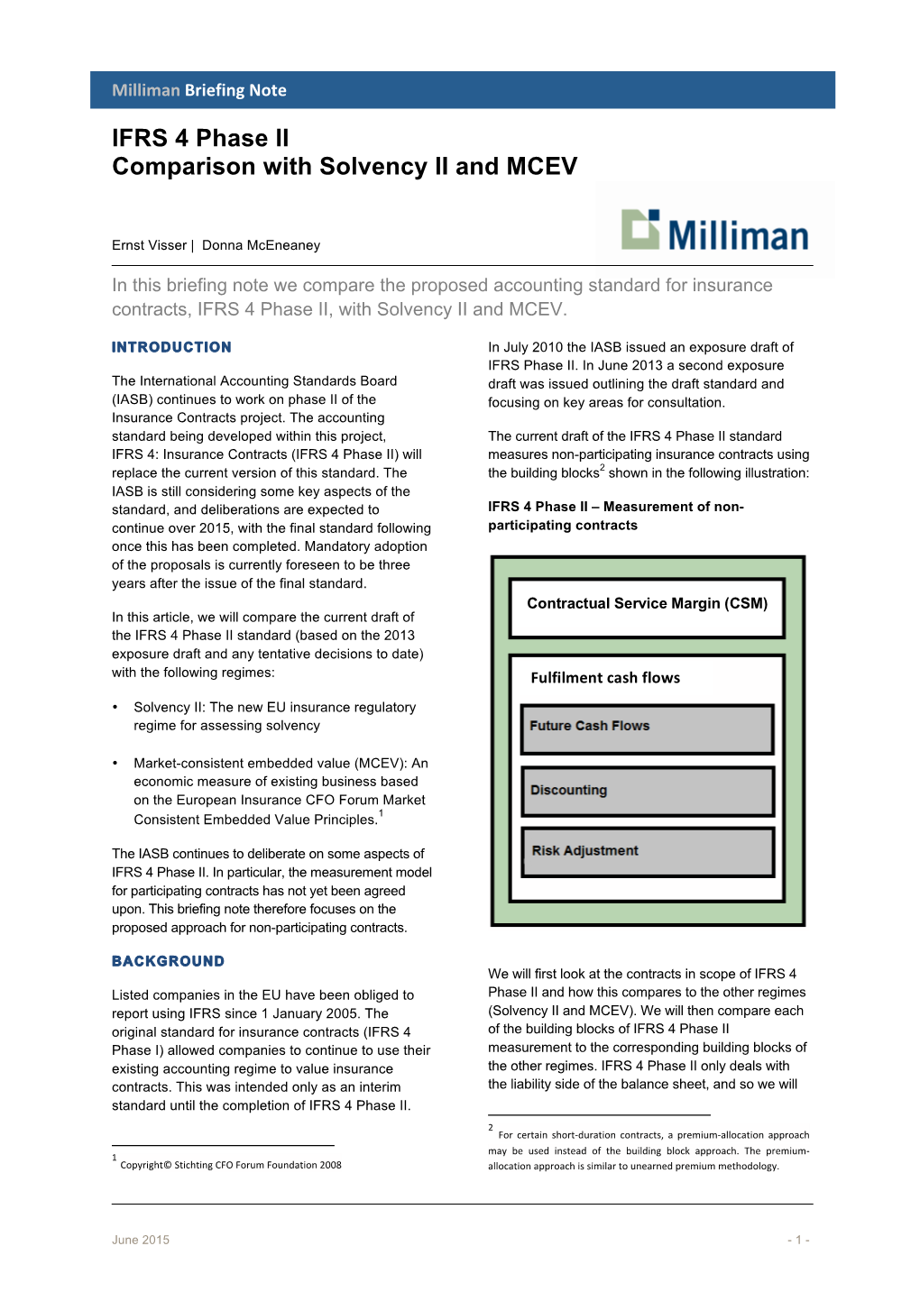 IFRS 4 Phase II Comparison with Solvency II and MCEV