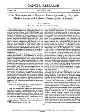 New Developments in Chemical Carcinogenesis by Polycyclic Hydrocarbons and Related Heterocycles: a Review*