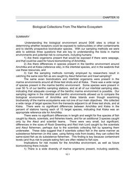 Biological Collections from the Marine Ecosystem