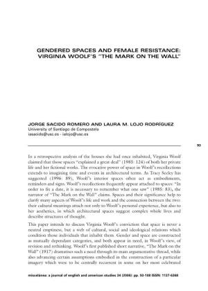 Gendered Spaces and Female Resistance: Virginia Woolf's