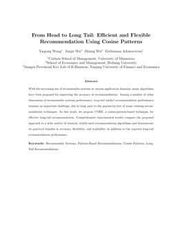 From Head to Long Tail: Eﬃcient and Flexible Recommendation Using Cosine Patterns