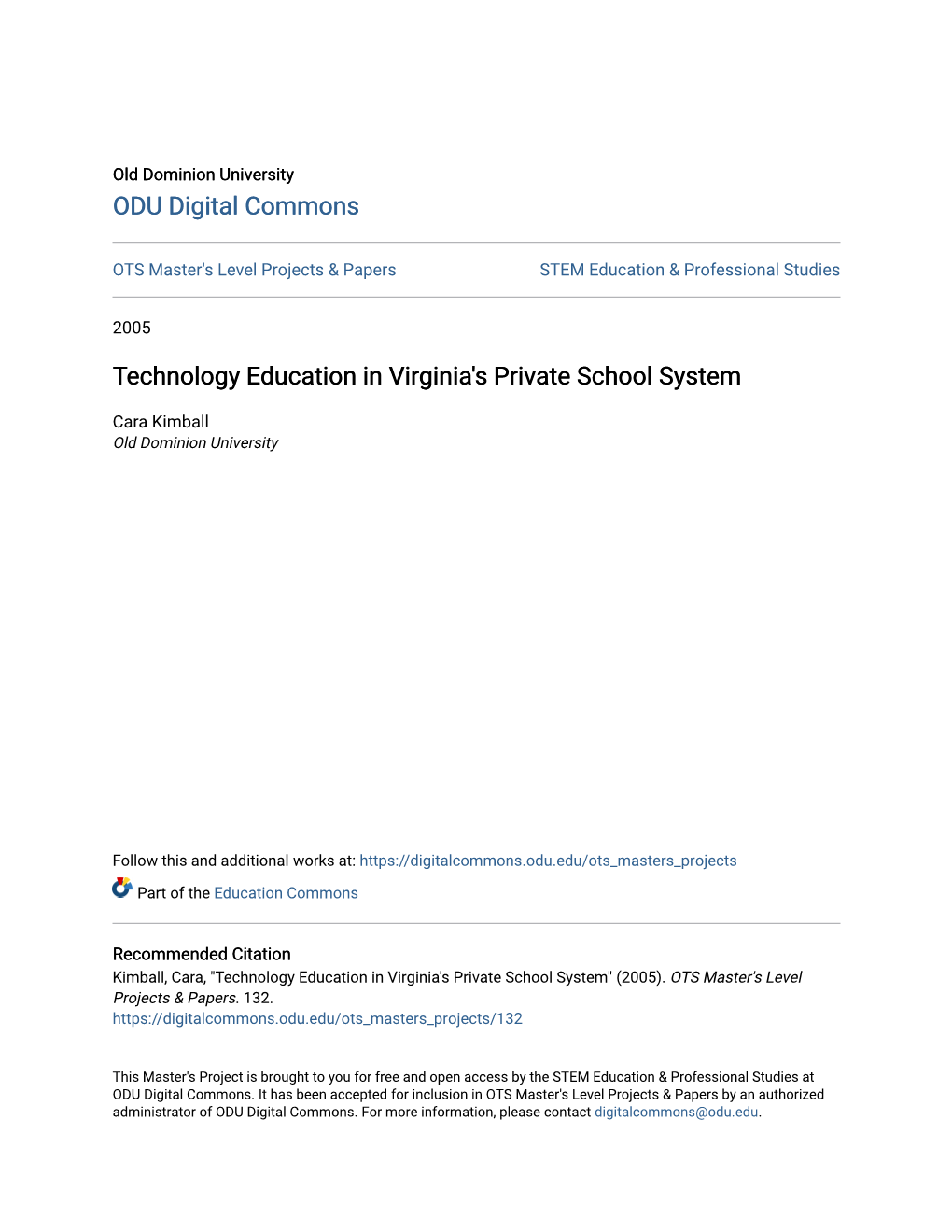 Technology Education in Virginia's Private School System