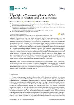 A Spotlight on Viruses—Application of Click Chemistry to Visualize Virus-Cell Interactions