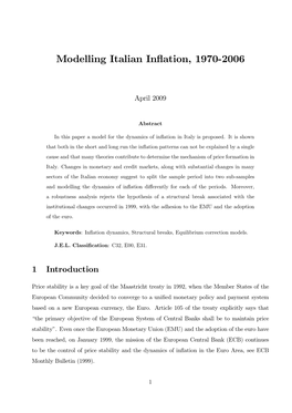 Modelling Italian Inflation, 1970-2006