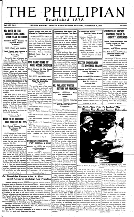 ANDOVER, MASSACHUSETTS, SATURDAY, SEPTEMBER 26, 1931 Ten Cents