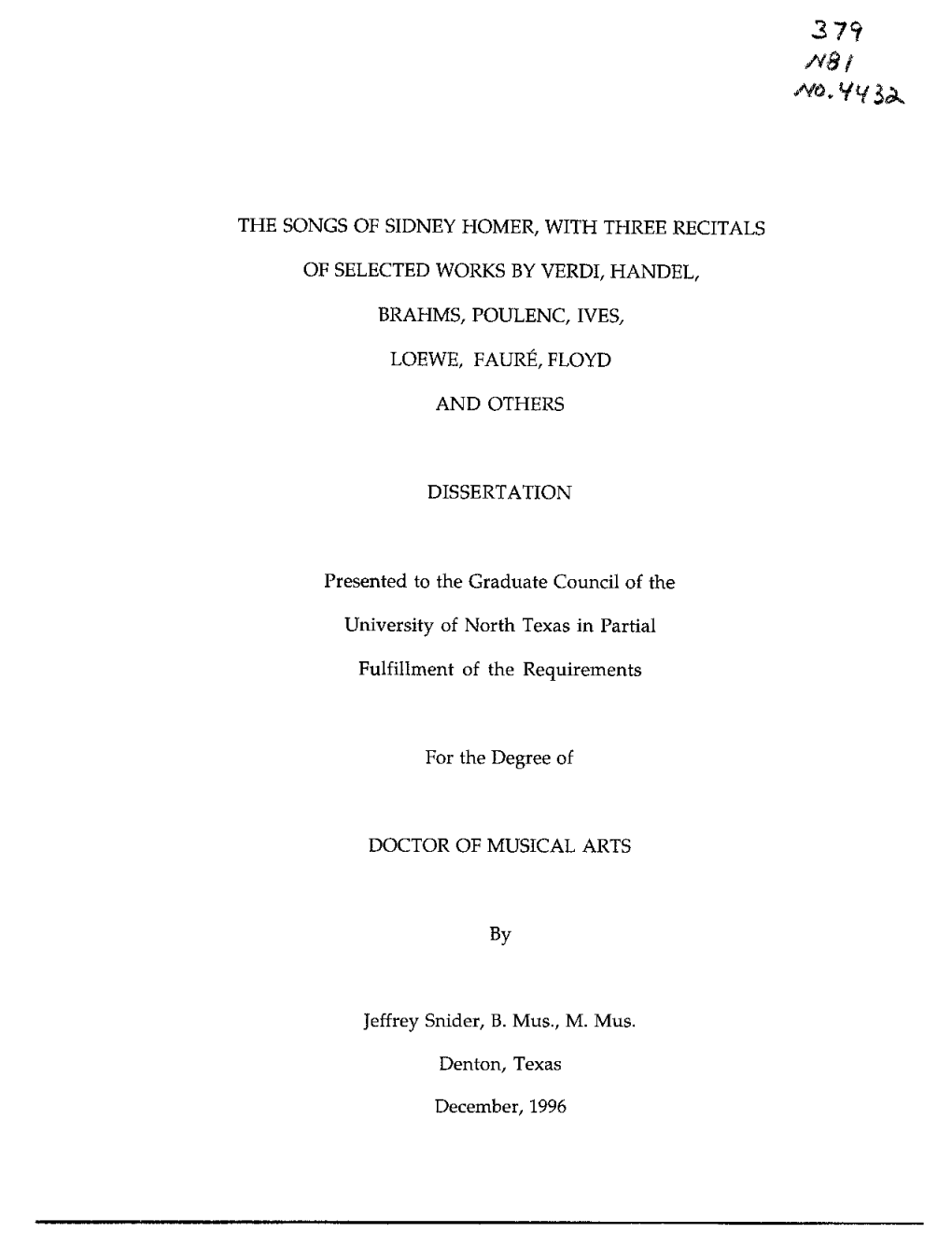 £/ <^Vv3< the SONGS of SIDNEY HOMER, with THREE RECITALS