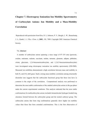 Chapter 7. Electrospray Ionization Ion Mobility Spectrometry of Carboxylate Anions: Ion Mobility and a Mass-Mobility