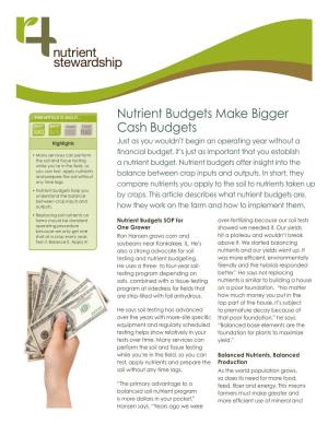 Nutrient Budgets Make Bigger Cash Budgets