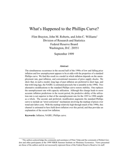 What's Happened to the Phillips Curve?