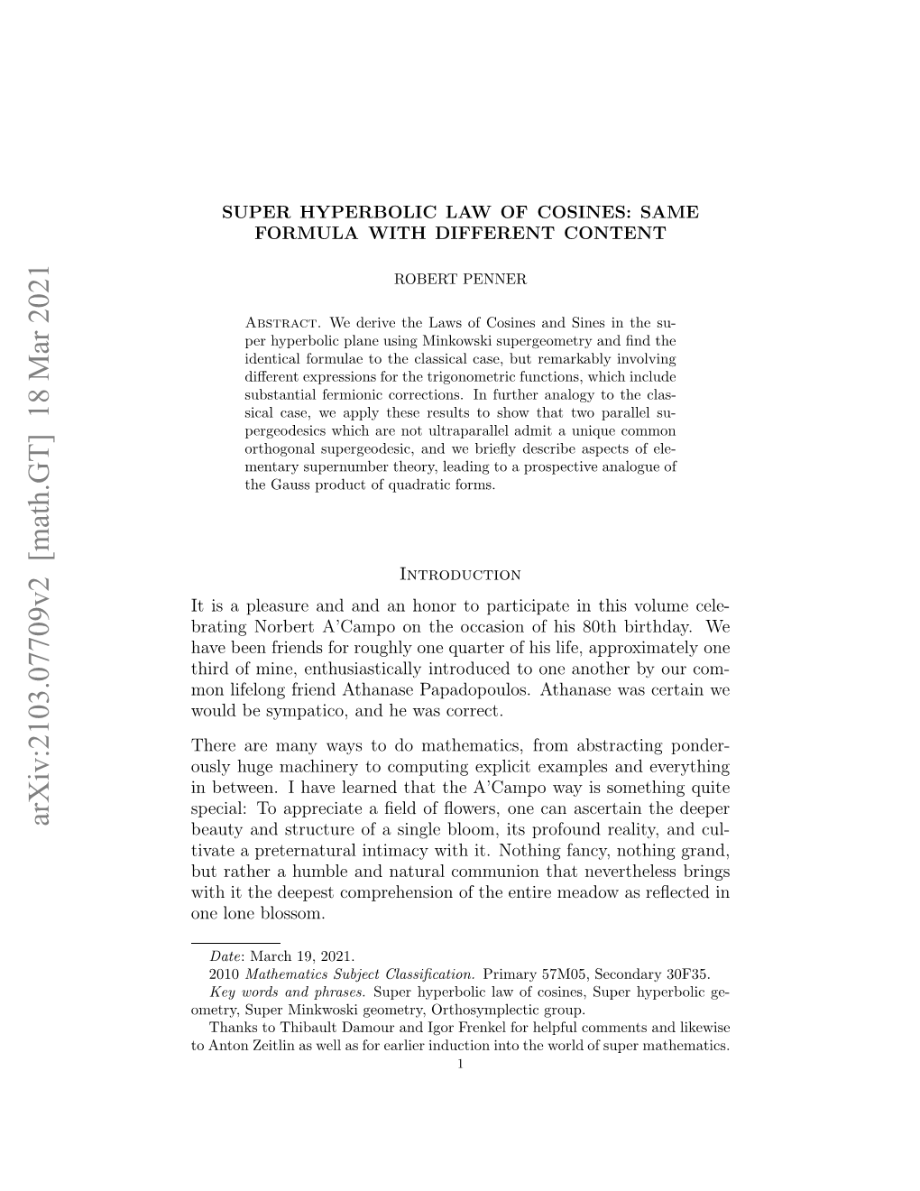 Arxiv:2103.07709V2 [Math.GT] 18 Mar 2021 Mty Ue Ikok Emty Rhsmlci Group