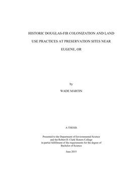 Historic Douglas-Fir Colonization and Land Use