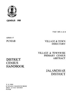 Village & Townwise Primary Census Abstract, Jalandhar, Part XIII-A & B