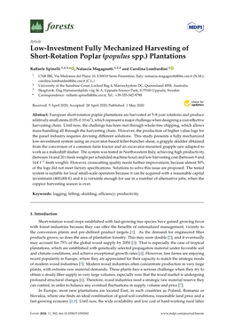 Low-Investment Fully Mechanized Harvesting of Short-Rotation Poplar (Populus Spp.) Plantations