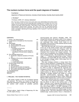 The Nucleon-Nucleon Force and the Quark Degrees of Freedom