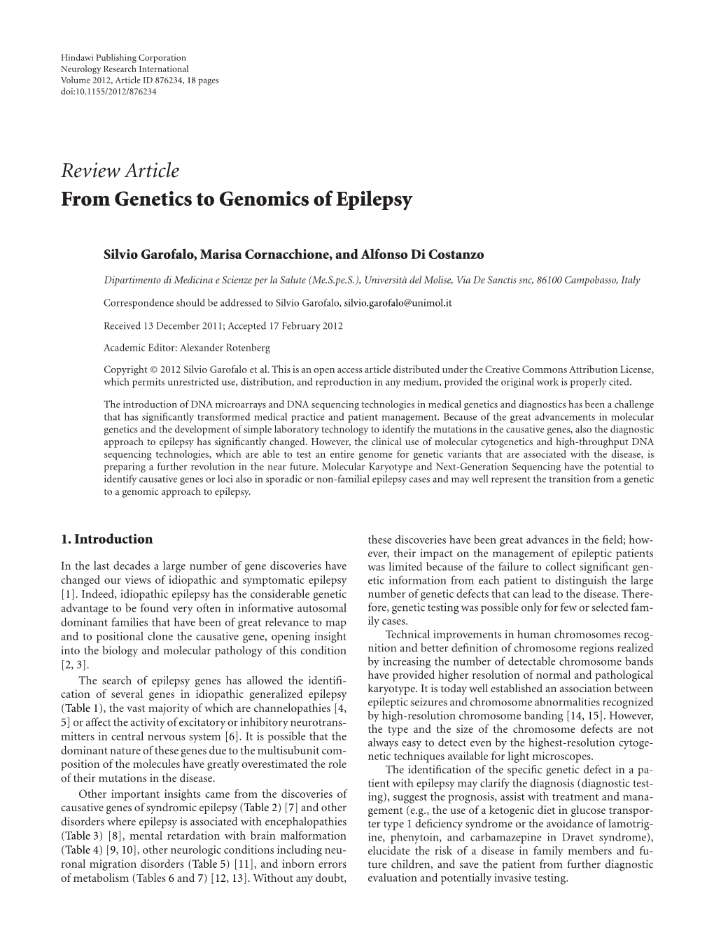 Review Article from Genetics to Genomics of Epilepsy