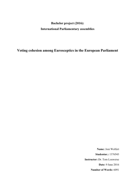 Voting Cohesion Among Eurosceptics in the European Parliament