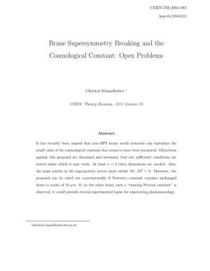 Brane Supersymmetry Breaking and the Cosmological Constant: Open Problems