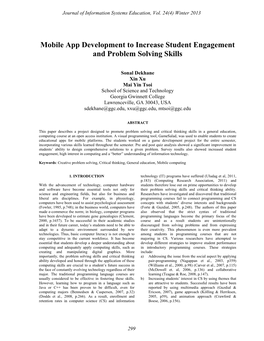 Mobile App Development to Increase Student Engagement and Problem Solving Skills