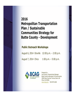 2016 Metropolitan Transportation Plan / Sustainable Communities Strategy for Butte County - Development