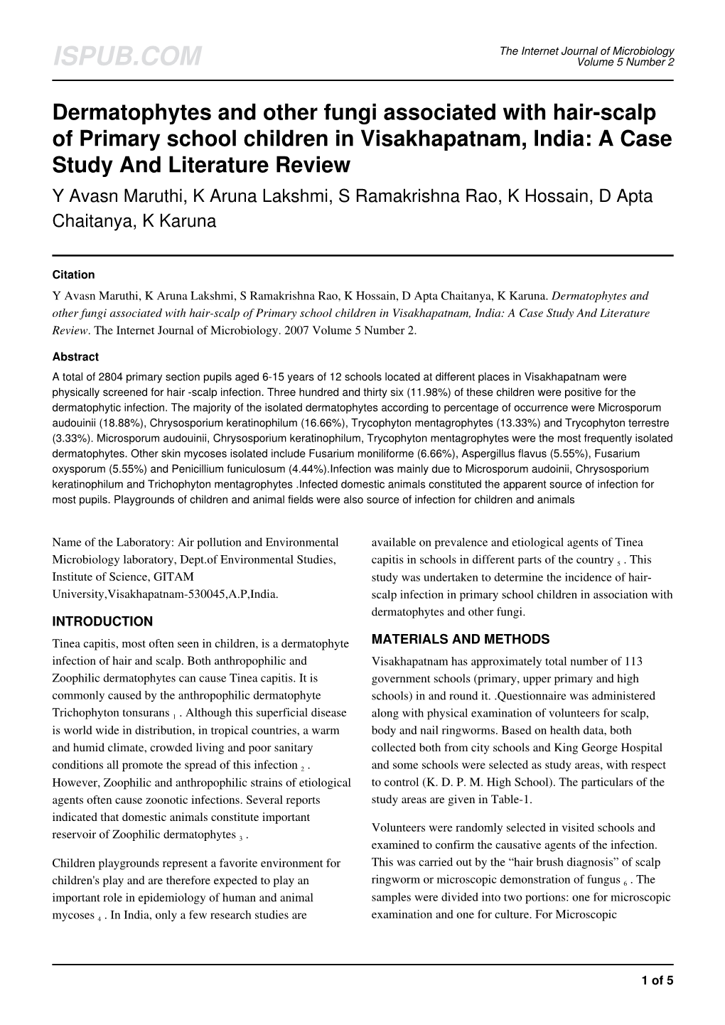 Dermatophytes and Other Fungi Associated with Hair