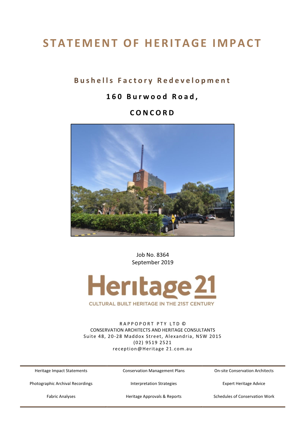 STATEMENT of HERITAGE IMPACT Bushells