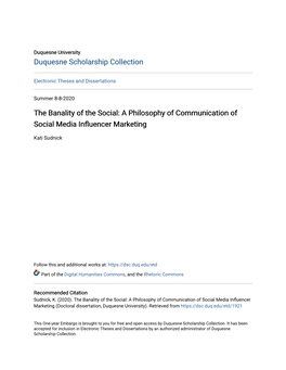 A Philosophy of Communication of Social Media Influencer Marketing