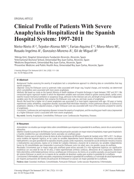Clinical Profile of Patients with Severe Anaphylaxis Hospitalized in The