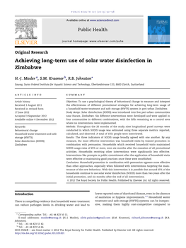 Achieving Long-Term Use of Solar Water Disinfection in Zimbabwe