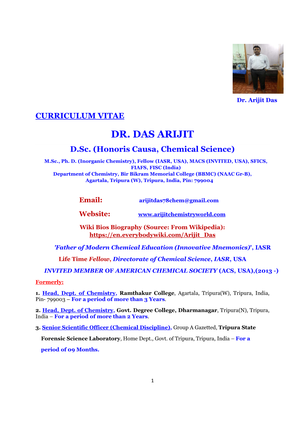 CV of Dr Arijit Das Updated on 01-12