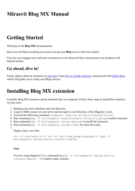 Mirasvit Blog MX Manual Getting Started Installing Blog MX Extension