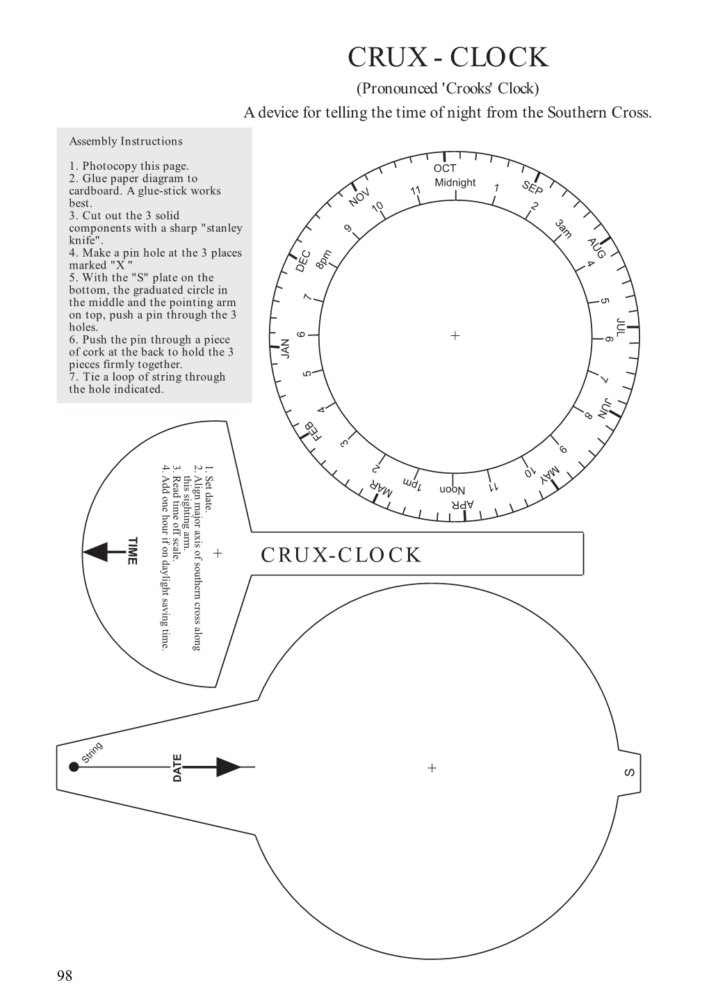 CRUX - CLOCK (Pronounced 'Crooks' Clock) a Device for Telling the Time of Night from the Southern Cross