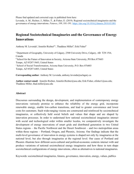 Regional Sociotechnical Imaginaries and the Governance of Energy Innovations