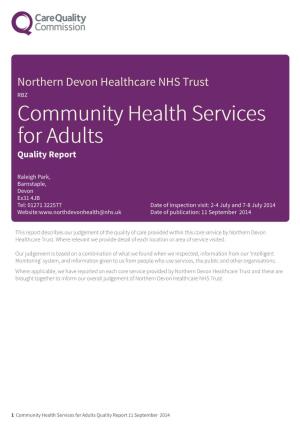 Northern Devon Healthcare NHS Trust RBZ Community Health Services for Adults Quality Report