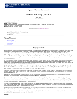 Frederic W. Goudy Collection