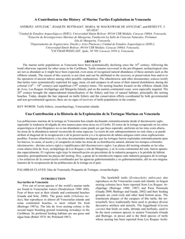 A Contribution to the History of Marine Turtles Exploitation in Venezuela