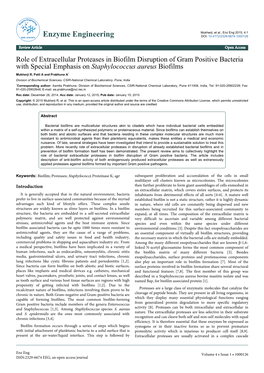 Role of Extracellular Proteases in Biofilm Disruption of Gram Positive