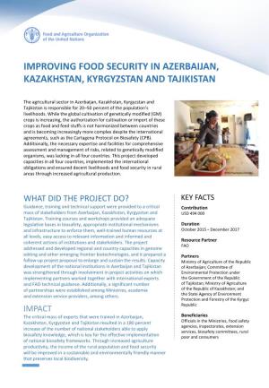 Improving Food Security in Azerbaijan, Kazakhstan, Kyrgyzstan and Tajikistan
