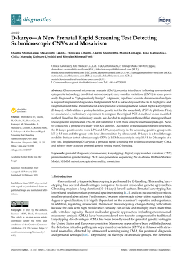D-Karyo—A New Prenatal Rapid Screening Test Detecting Submicroscopic Cnvs and Mosaicism