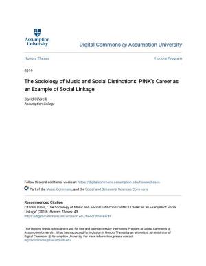 The Sociology of Music and Social Distinctions: P!NK's Career As an Example of Social Linkage