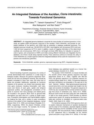 An Integrated Database of the Ascidian, Ciona Intestinalis: Towards Functional Genomics