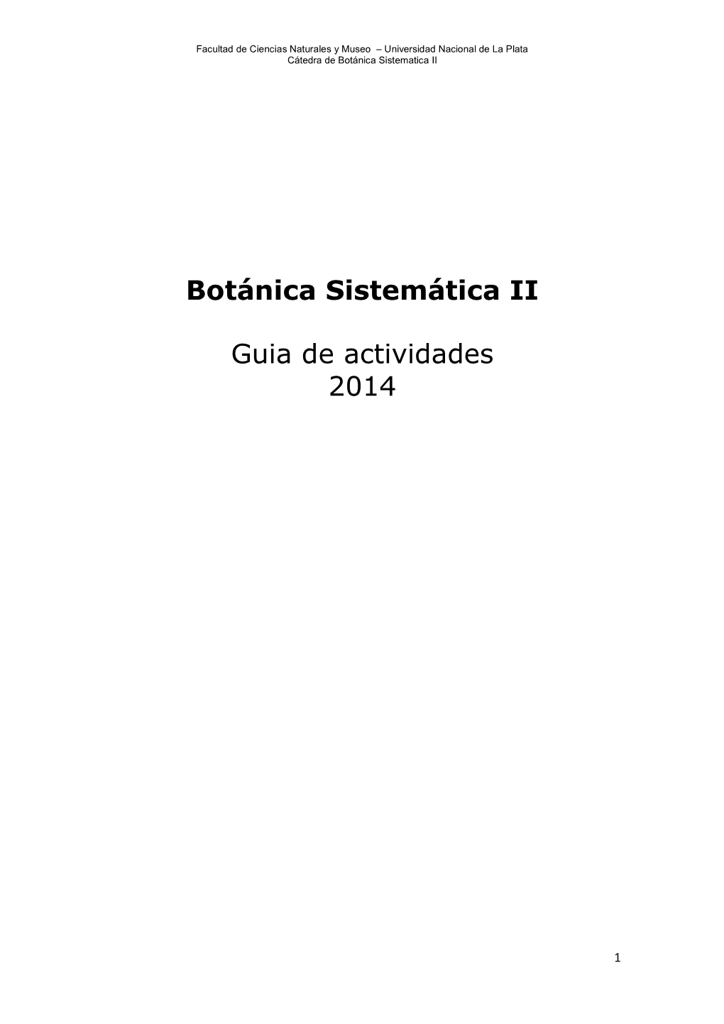 Botánica Sistemática II Guia De Actividades 2014