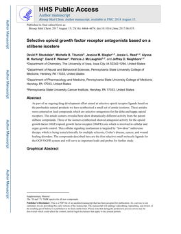 Selective Opioid Growth Factor Receptor Antagonists Based on a Stilbene Isostere