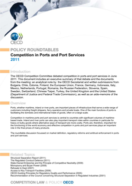 Policy Roundtable: Competition in Ports and Port Services 2011