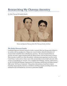 Researching My Chavoya Ancestry by Alma Chavoya Hernandez Rosales